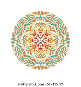 Mandala ornamentation design. Vector hand drawn painted. 