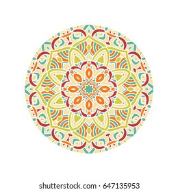 Mandala ornamentation design. Vector hand drawn painted. 