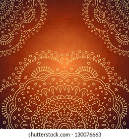 Mandala ornaments on dark brown background