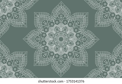 Mandala ornaments outlined - seamless pattern