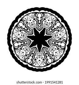 Mandala Ornaments in the shape of a flower. Good for menus, prints and postcards. Vector illustration