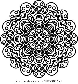 Mandala With Ornaments vector design.Circular pattern in form of mandala. Decorative ornament in ethnic oriental style. Mandala for Coloring book page.Black mandala.Mandalas art