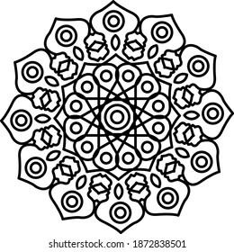 Mandala With Ornaments vector design.Circular pattern in form of mandala. Decorative ornament in ethnic oriental style. Mandala for Coloring book page.Black mandala.Mandalas art