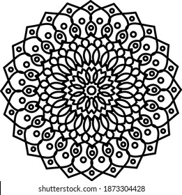 Mandala With Ornaments vector design.Circular pattern in form of mandala. Decorative ornament in ethnic oriental style. Mandala for Coloring book page.Black mandala.Mandalas art