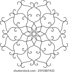 Mandala outline for coloring book. Luxury decorative round ornament. Anti-stress therapy pattern.