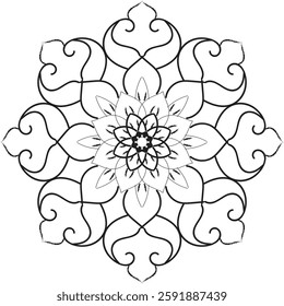 Mandala outline for coloring book. Luxury decorative round ornament. Anti-stress therapy pattern.