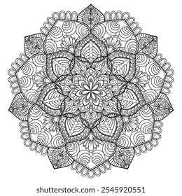 Contorno de Mandala para colorir página do livro. Vetor mandala oriental. Mandala colorir livro arte vetorial ilustração. Padrão vetorial mandala abstrato. Mandalas de desenho de rabiscar. Livro de colorir.
