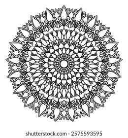 Mandala outline for coloring book page. Vector. Mandala coloring book art vector illustration.