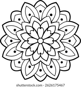 Mandala outline for coloring book. simple floral mandala design line art vector illustration for adults and kids coloring book