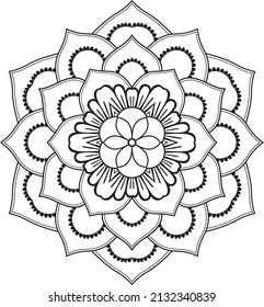 Mandala outline coloring page design, free coloring book design, mandala design, free vector, mandala ornamentals design.