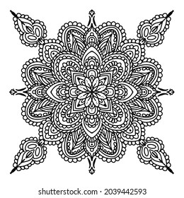 Mandala outline coloring page, kdp design, kdp book interior, coloring page for adults, mandala design, free vector, mandala ornamentals design, free coloring book design