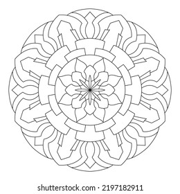 Mandala Outline Coloring Page Oriental Decorative Stock Vector (royalty 