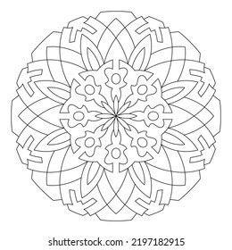 Mandala Outline Coloring Page Oriental Decorative Stock Vector (Royalty ...