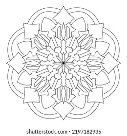 Mandala Outline Coloring Page Oriental Decorative Stock Vector (Royalty ...