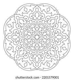 Mandala Outline Coloring Page Oriental Decorative Stock Vector (Royalty ...