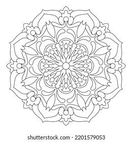 Mandala Outline Coloring Page Oriental Decorative Stock Vector (Royalty ...