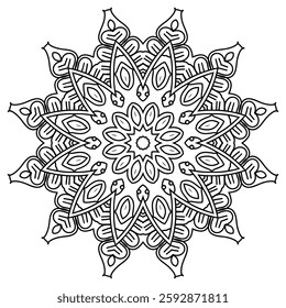 Mandala Outline Design for Mindfulness and Relaxation