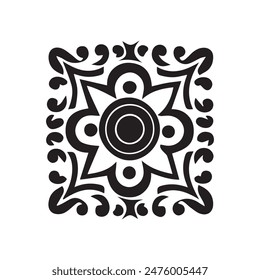 Icono de contorno de mandala y diseño de arte de patrón negro.