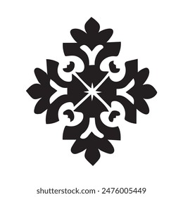 Icono de contorno de mandala y diseño de arte de patrón negro.