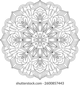 Mandala outlines for coloring book page, oriental mandala vector, line art vector illustration for coloring, abstract mandala vector pattern, and floral mandala outline.