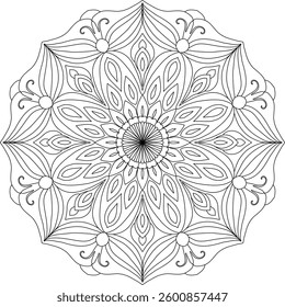 Mandala outlines for coloring book page, oriental mandala vector, line art vector illustration for coloring, abstract mandala vector pattern, and floral mandala outline.
