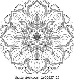 Mandala outlines for coloring book page, oriental mandala vector, line art vector illustration for coloring, abstract mandala vector pattern, and floral mandala outline.