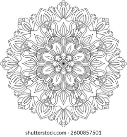 Mandala outlines for coloring book page, oriental mandala vector, line art vector illustration for coloring, abstract mandala vector pattern, and floral mandala outline.