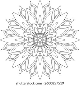 Mandala outlines for coloring book page, oriental mandala vector, line art vector illustration for coloring, abstract mandala vector pattern, and floral mandala outline.