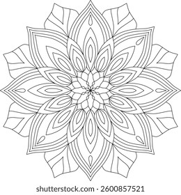 Mandala outlines for coloring book page, oriental mandala vector, line art vector illustration for coloring, abstract mandala vector pattern, and floral mandala outline.