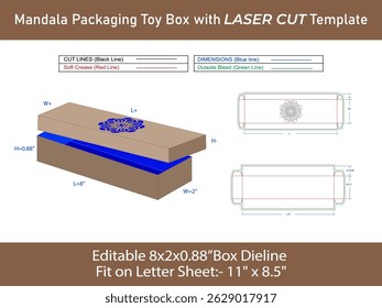 Mandala Packaging Design Toy Box, Laser cut Dieline Template