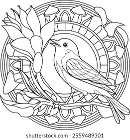 mandala, page, book, colouring, drawing, vignetting, bird, illustration, white, animal, background, children, owl, painting, print, tattoo, art, cartoon, new, vintage, flower, pattern, vector