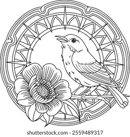 mandala, page, book, colouring, drawing, vignetting, bird, illustration, white, animal, background, children, owl, painting, print, tattoo, art, cartoon, new, vintage, flower, pattern, vector