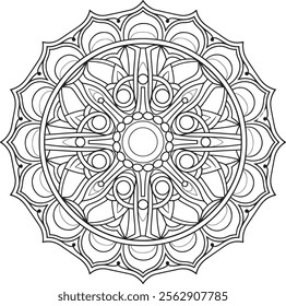 mandala, page, round, colouring, drawing, art, template, flower, vector, background, book, illustration, vintage, black, floral, pattern, black and white, luxury, sticker, simple, wallpaper, sun