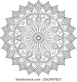 mandala, page, round, colouring, drawing, art, template, flower, vector, background, book, illustration, vintage, black, floral, pattern, black and white, luxury, sticker, simple, wallpaper, sun