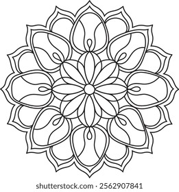 mandala, page, round, colouring, drawing, art, template, flower, vector, background, book, illustration, vintage, black, floral, pattern, black and white, luxury, sticker, simple, wallpaper, sun