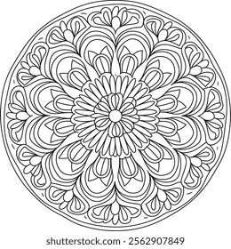 mandala, page, round, colouring, drawing, art, template, flower, vector, background, book, illustration, vintage, black, floral, pattern, black and white, luxury, sticker, simple, wallpaper, sun