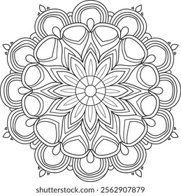 mandala, page, round, colouring, drawing, art, template, flower, vector, background, book, illustration, vintage, black, floral, pattern, black and white, luxury, sticker, simple, wallpaper, sun