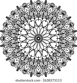 Mandala painting pattern designed by drawing overlapping lines to create dimensions. The pattern comes from the shapes of nature. Suitable for meditation to relax the mind.
