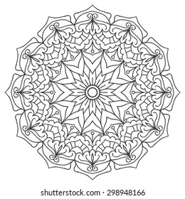 Mandala For Painting. Vector Ethnic Oriental Circle Ornament. 