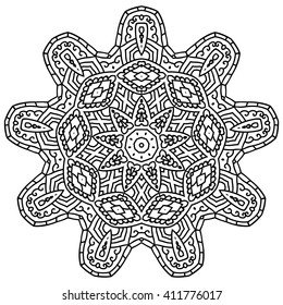 Mandala For Painting. Vector Ethnic Oriental Circle Ornament. Great for Anti stress Coloring Book, Art meditation.
