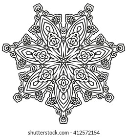 Mandala For Painting. Vector Ethnic Oriental Circle Ornament. Great for Antistress Coloring Book, Artmeditation.