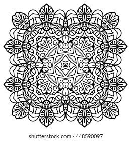 Mandala For Painting. Vector Ethnic Oriental Circle Ornament. Great for Antistress Coloring Book, Artmeditation.