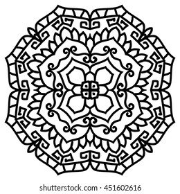 Mandala For Painting. Vector Ethnic Oriental Circle Ornament. Great for Antistress Coloring Book, Artmeditation.