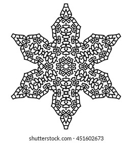 Mandala For Painting. Vector Ethnic Oriental Circle Ornament. Great for Antistress Coloring Book, Artmeditation.