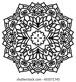 Mandala For Painting. Vector Ethnic Oriental Circle Ornament. Great for Antistress Coloring Book, Artmeditation.