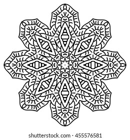Mandala For Painting. Vector Ethnic Oriental Circle Ornament. Great for Antistress Coloring Book, Artmeditation