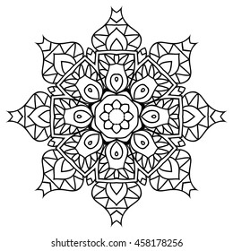 Mandala For Painting. Vector Ethnic Oriental Circle Ornament. Great for Antistress Coloring Book, Artmeditation