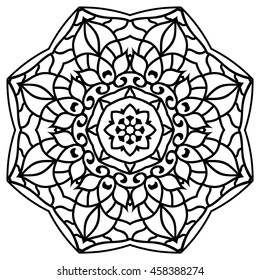 Mandala For Painting. Vector Ethnic Oriental Circle Ornament. Great for Antistress Coloring Book, Artmeditation