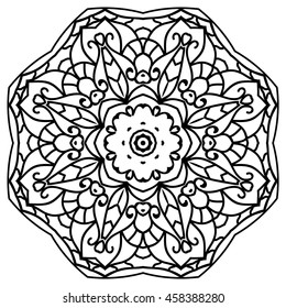 Mandala For Painting. Vector Ethnic Oriental Circle Ornament. Great for Antistress Coloring Book, Artmeditation