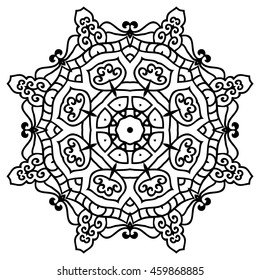 Mandala For Painting. Vector Ethnic Oriental Circle Ornament. Great for Antistress Coloring Book, Artmeditation.